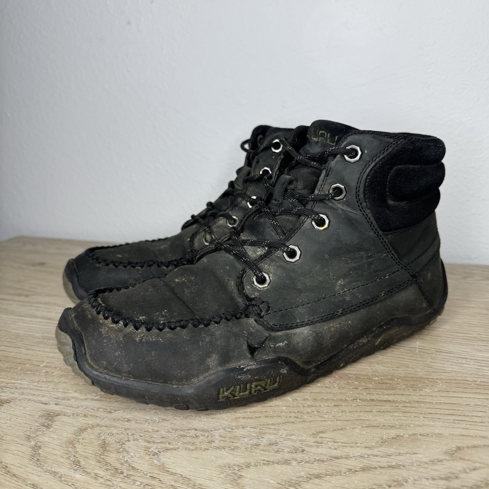 Kuru Quest Black Leather Plantar Fasciitis Chukka Boots Mens Size 10.5 M EU 42